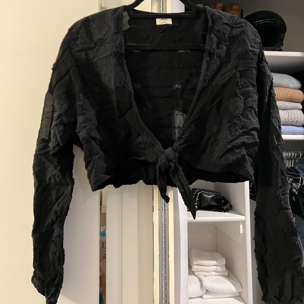 Aritzia Wilfred Tie Front Top - Black